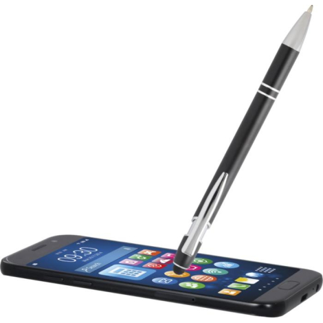 Stylo stylet promotionnel avec finition argentée Kish