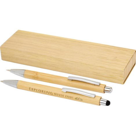Set personnalisable stylo et porte-mine en bambou Oblys