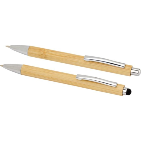 Set personnalisable stylo et porte-mine en bambou Oblys