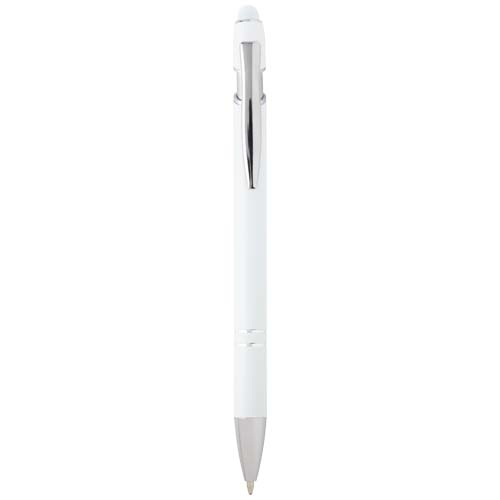 Stylo stylet promotionnel avec finition argentée Kish Blanc