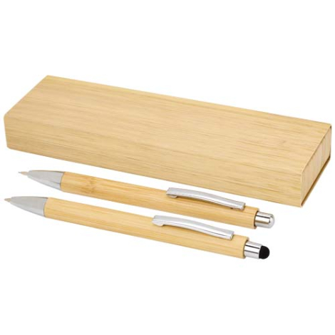 Set personnalisable stylo et porte-mine en bambou Oblys