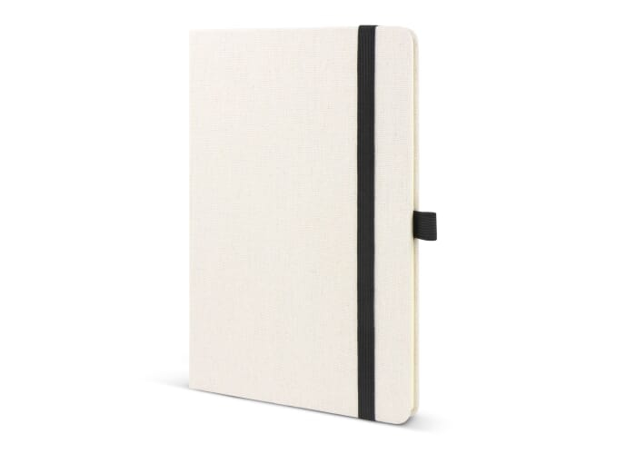 Carnet promotionnel en coton recyclé et rPET A5 Beige/Noir