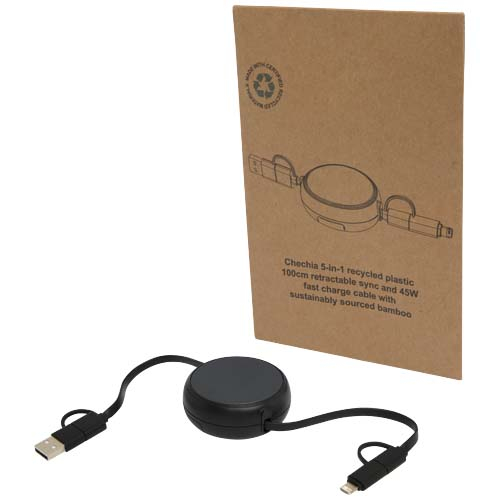 Câble personnalisé rétractable plastique recyclé et alu Alasia Noir