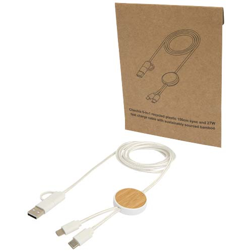 Câble 5en1 recyclé personnalisable 1,50m Chechia Blanc