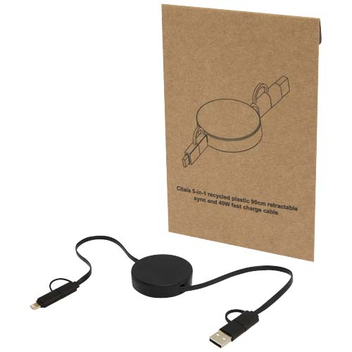 Câble promotionnel 90cm rétractable et recyclé Citala Noir
