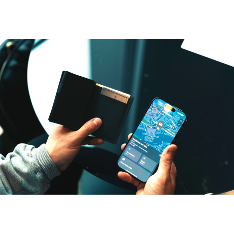 Porte cartes publicitaire avec géolocalisation recyclé Seekcard