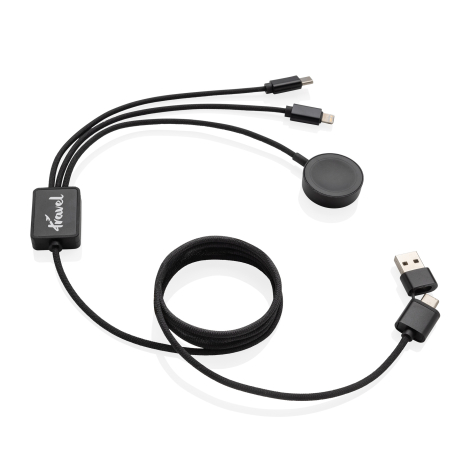 Câble 6en1 personnalisé et chargeur de montre rPET 120cm Terra