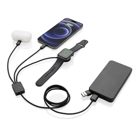 Câble 6en1 personnalisé et chargeur de montre rPET 120cm Terra