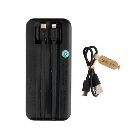Powerbank 10.000mAh recyclé personnalisable avec câbles Turbopack