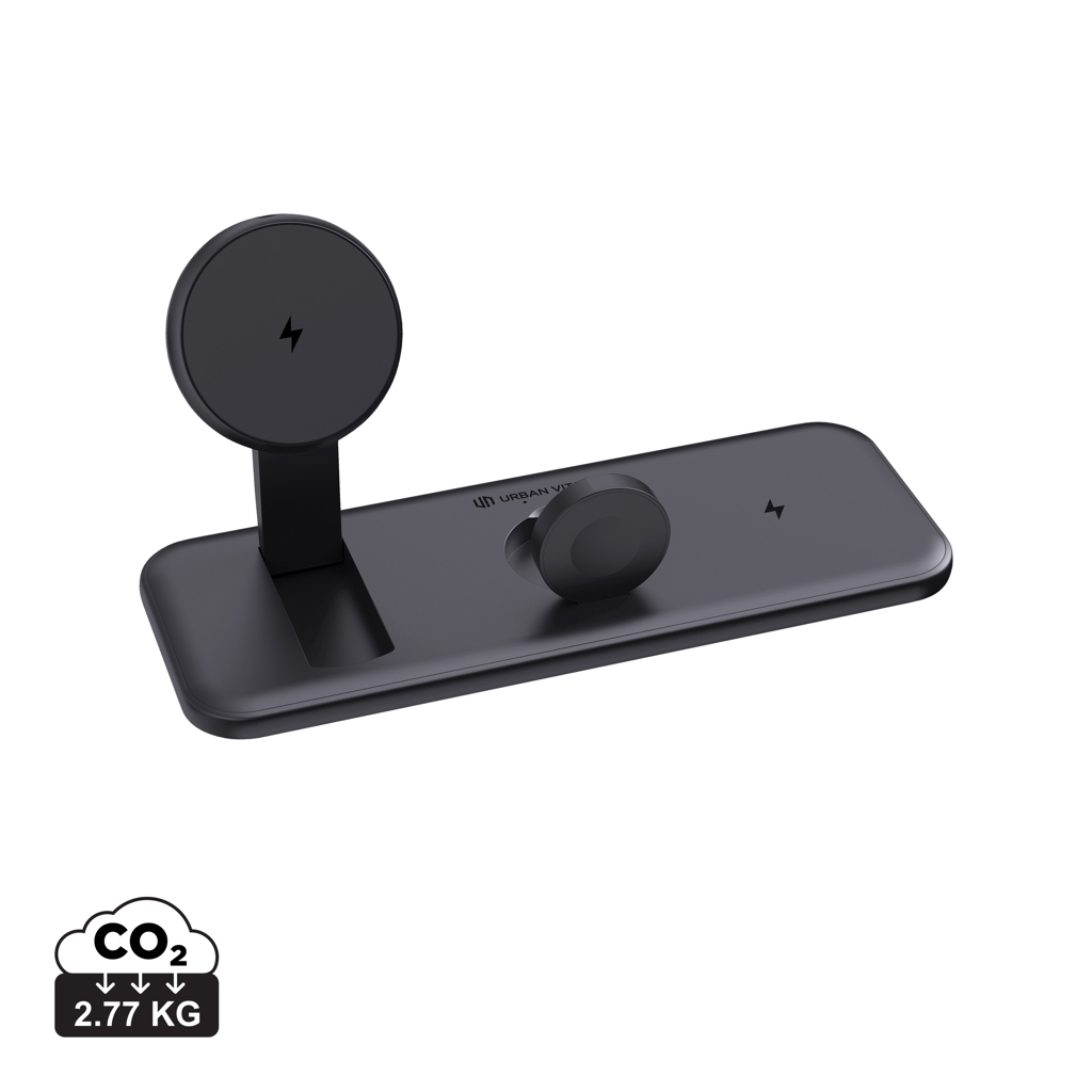 Chargeur magnétique personnalisé 3en1 15W Urban Vitamin Torrance Noir