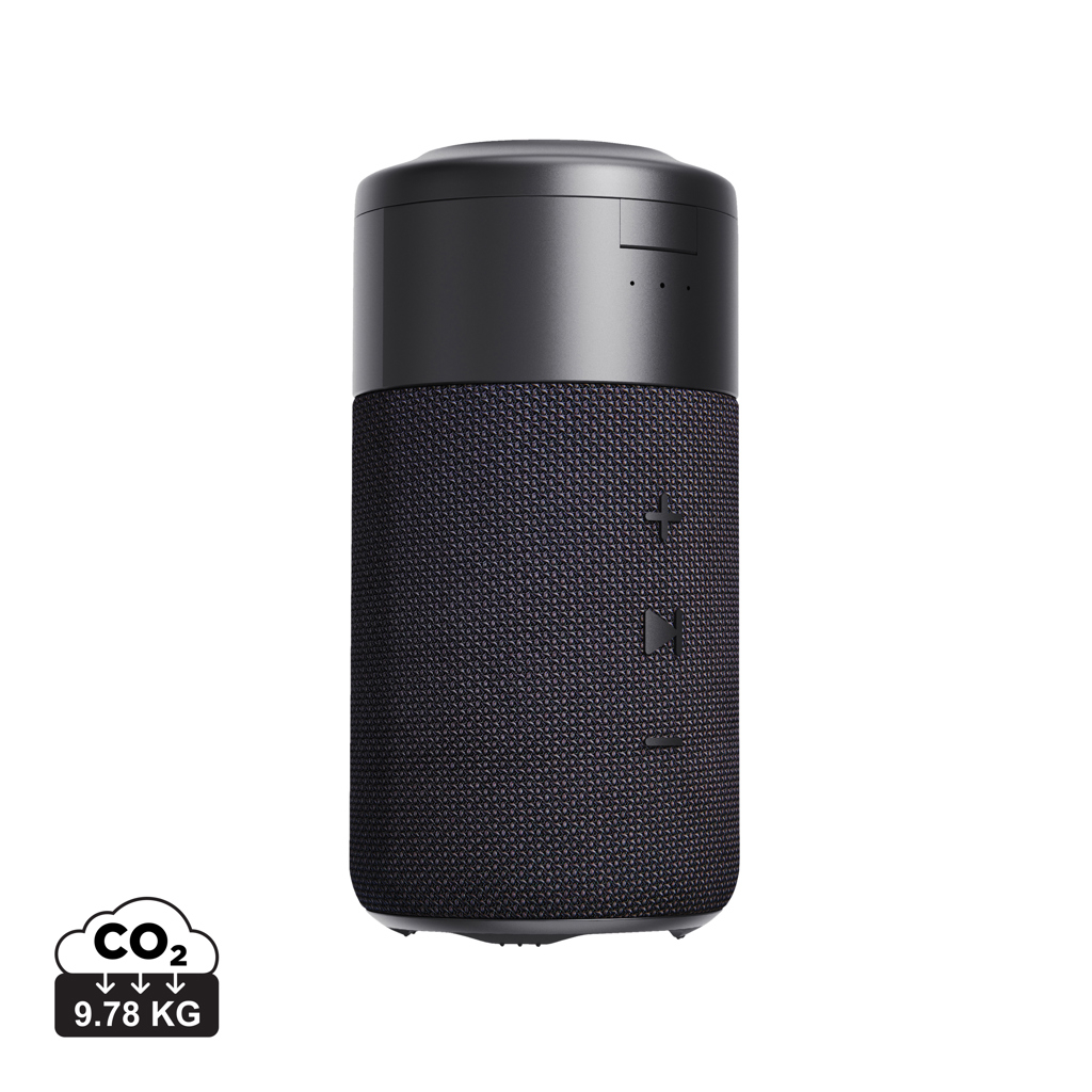Enceinte promotionnelle 10W avec chargeur rPET Urban Vitamin Anaheim Noir