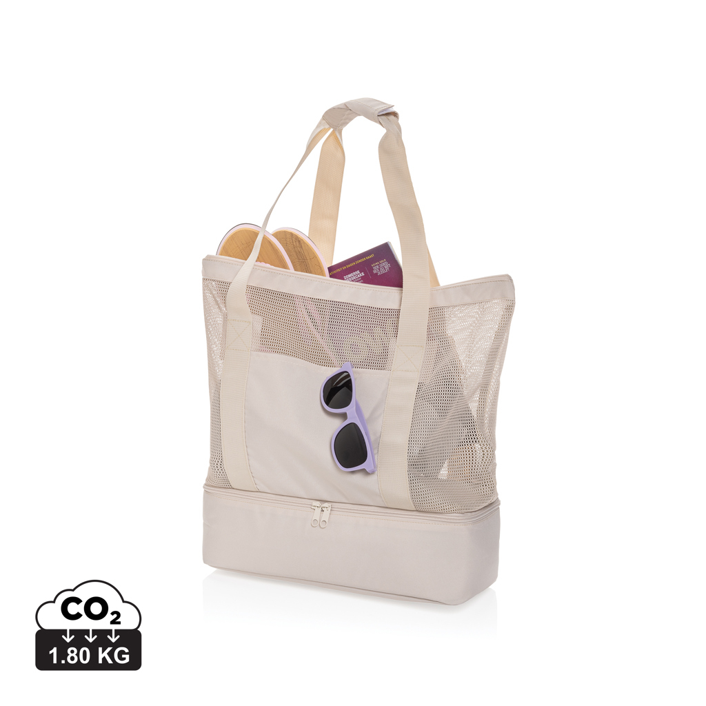 Tote bag isotherme publicitaire 2en1 rPET AWARE™ Iqlo Beige