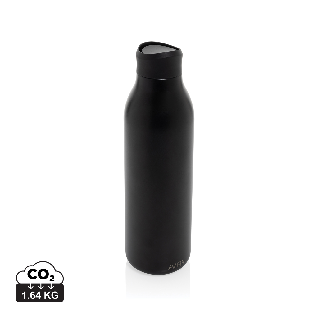 Bouteille promotionnelle 600ml en acier recyclé RCS Avira Alok Noir