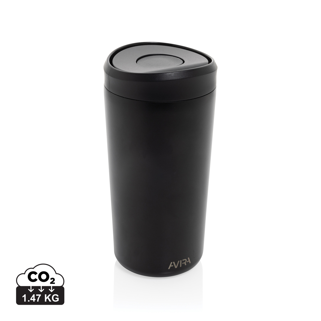 Mug en acier recyclé RCS 400ml à personnaliser Avira Alix Noir
