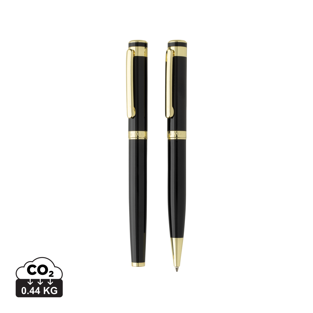 Set personnalisable de stylos en laiton recyclé RCS Swiss Peak Luca Noir