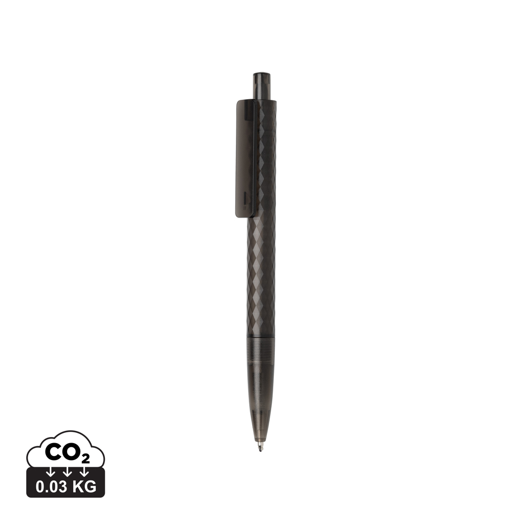 Stylo promotionnel X3 en plastique givré recyclé GRS Noir