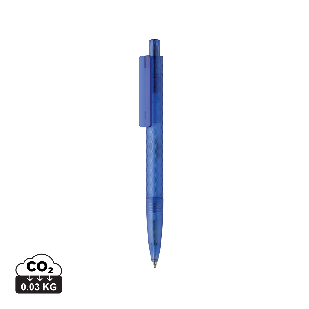 Stylo promotionnel X3 en plastique givré recyclé GRS Bleu