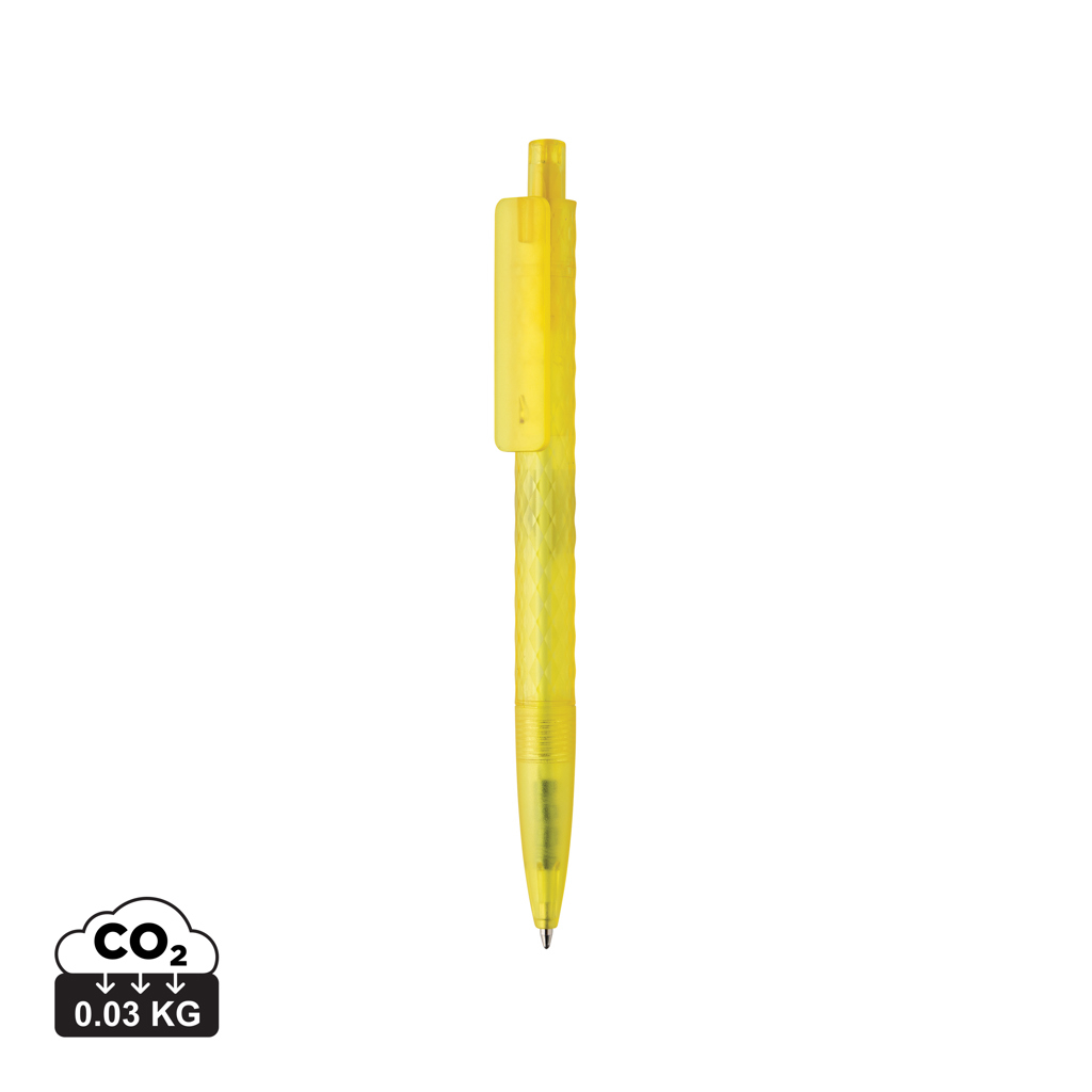 Stylo promotionnel X3 en plastique givré recyclé GRS Jaune