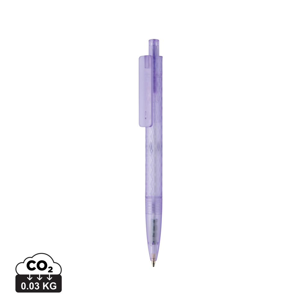Stylo promotionnel X3 en plastique givré recyclé GRS Violet