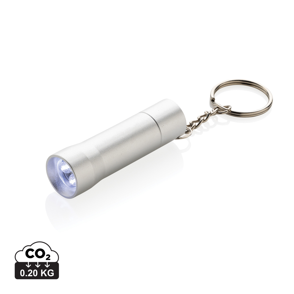 Porte-clés torche publicitaire en alu recyclé RCS Flash Gris/Argent
