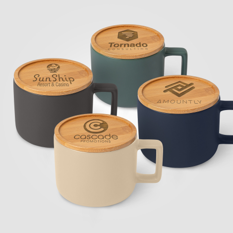 Tasse promotionnelle couvercle bambou - Café Virtuoso 355 ml