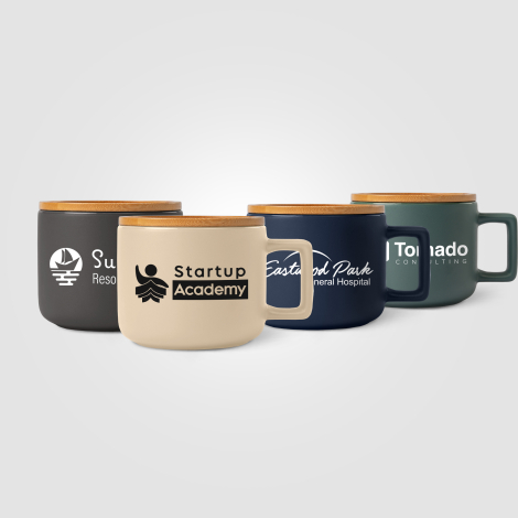 Tasse promotionnelle couvercle bambou - Café Virtuoso 355 ml
