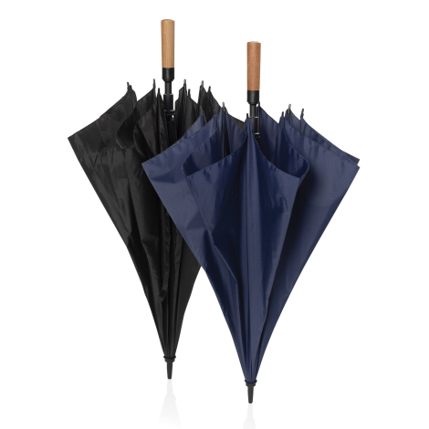 Parapluie 30" personnalisé poignée acacia et rPET Aware™ Tony
