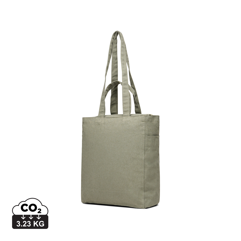 Tote bag personnalisable zippé toile recyclée 400g Hilo VINGA Vert