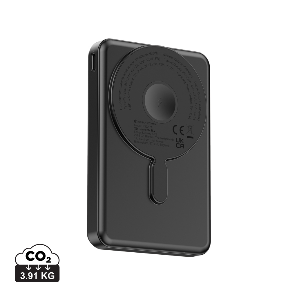 Powerbank publicitaire 10 000mAh et 20W PD Urban Vitamin Delano Noir