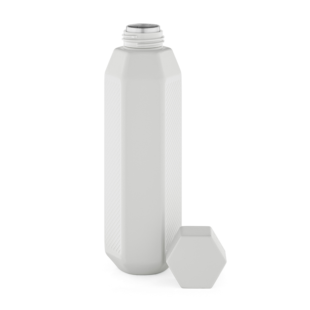 Bouteille hexagonale publicitaire 530 ml inox recyclé Hexagul Blanc