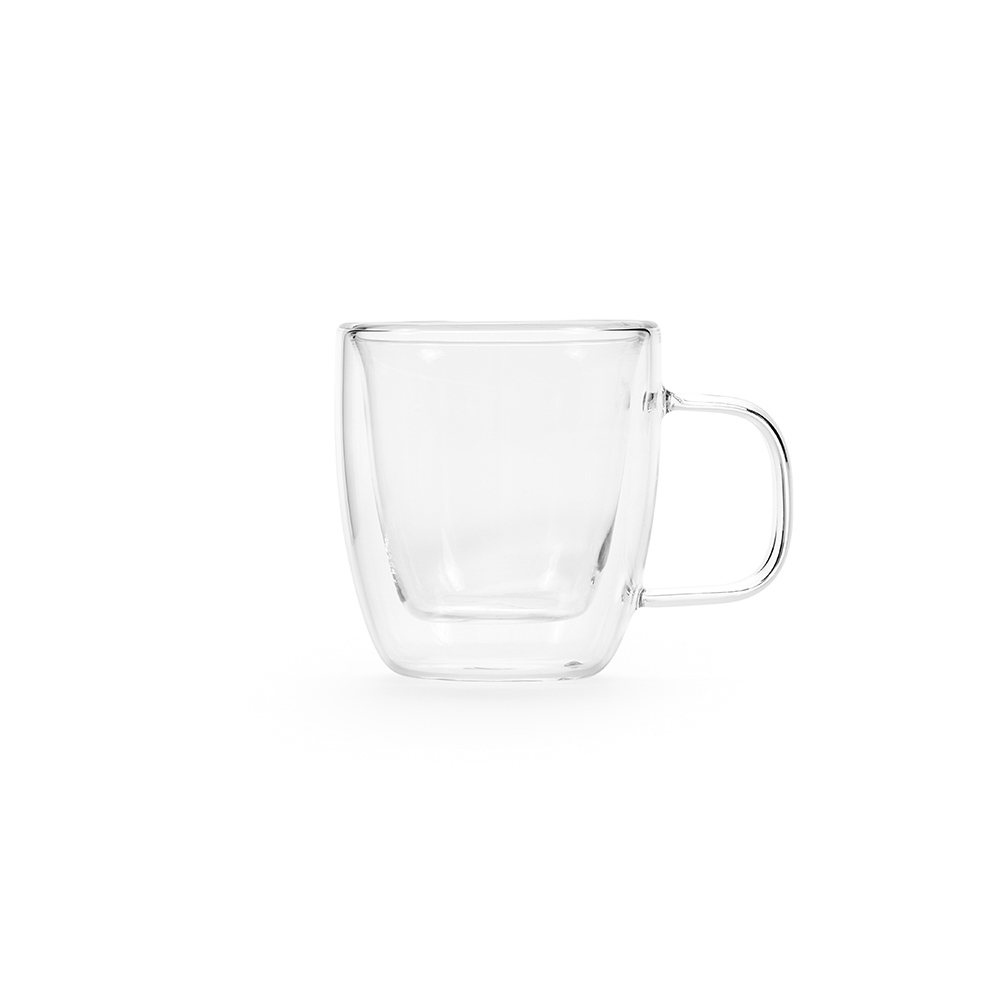 Tasse à café en verre double paroi à personnaliser 65 ml Elbe 75 Transparent