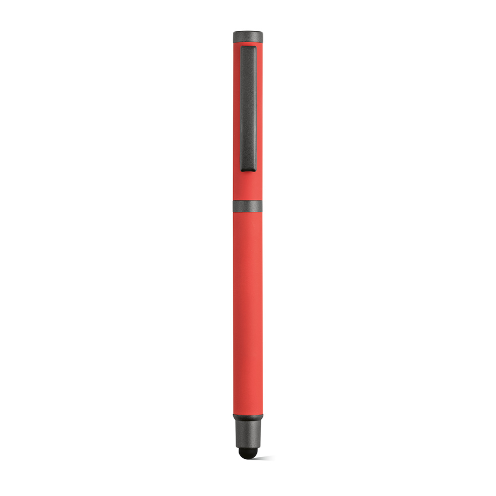 Stylo stylet inox recyclé et étui en bambou à personnaliser Woolf Rouge