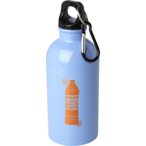 Gourde publicitaire 400ml simple paroi inox recyclé RCS Oregon