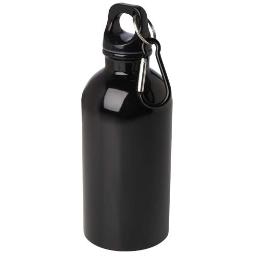 Gourde publicitaire 400ml simple paroi inox recyclé RCS Oregon Noir