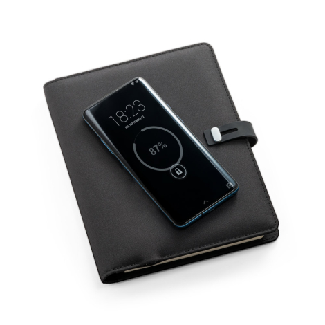 Conférencier publicitaire A5 rPET chargeur 5000mAh EMERGE A5 FOLDER