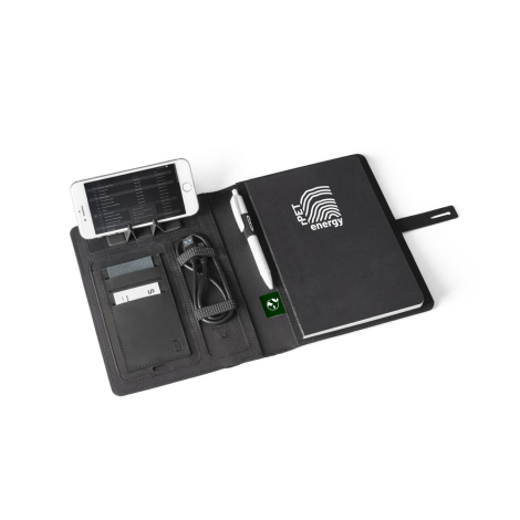 Conférencier publicitaire A5 rPET chargeur 5000mAh EMERGE A5 FOLDER