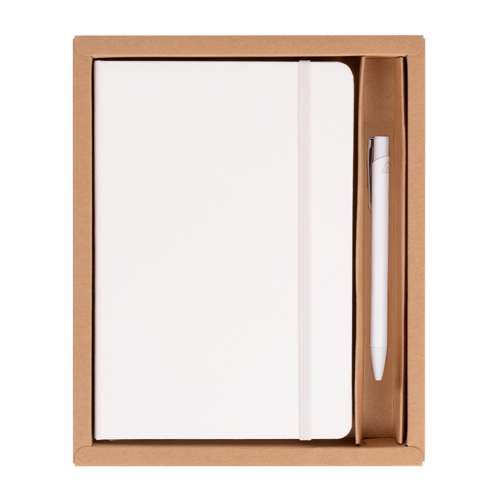 Set personnalisable carnet et stylo KUBAN Blanc