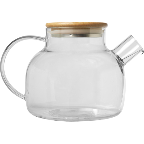 Théière promotionnelle en verre filtre inox et couvercle bambou Zen