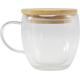Tasse isotherme personnalisée verre avec couvercle bambou 250ml Lenora