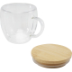 Tasse isotherme personnalisée verre avec couvercle bambou 250ml Lenora