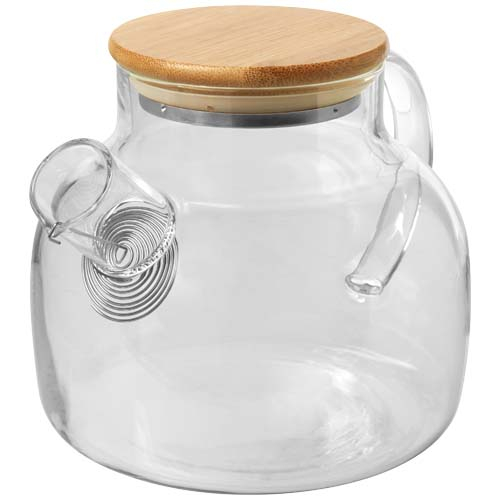 Théière promotionnelle en verre filtre inox et couvercle bambou Zen Translucide