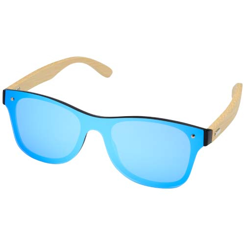 Lunettes de soleil publicitaires avec branches en bambou Tan Bleu