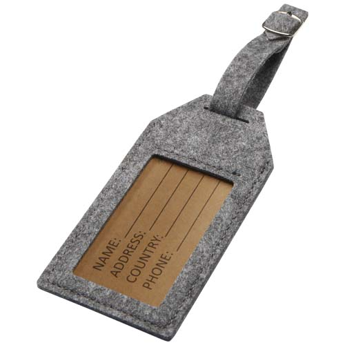 Étiquette promotionnelle à bagage RPET avec encart protégé Tie Gris