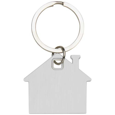 Porte-clés personnalisé en forme de maison avec plaque en acier Nook