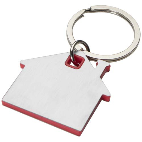 Porte-clés personnalisé en forme de maison avec plaque en acier Nook