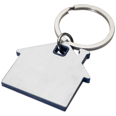Porte-clés personnalisé en forme de maison avec plaque en acier Nook