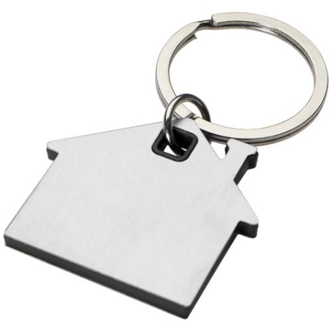 Porte-clés personnalisé en forme de maison avec plaque en acier Nook