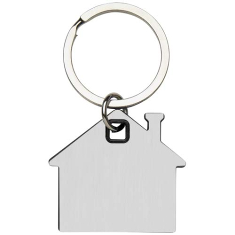 Porte-clés personnalisé en forme de maison avec plaque en acier Nook