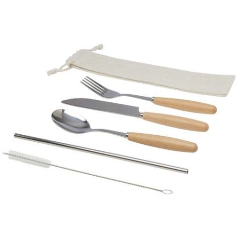 Set de couverts personnalisable bambou et inox avec pochette coton Root
