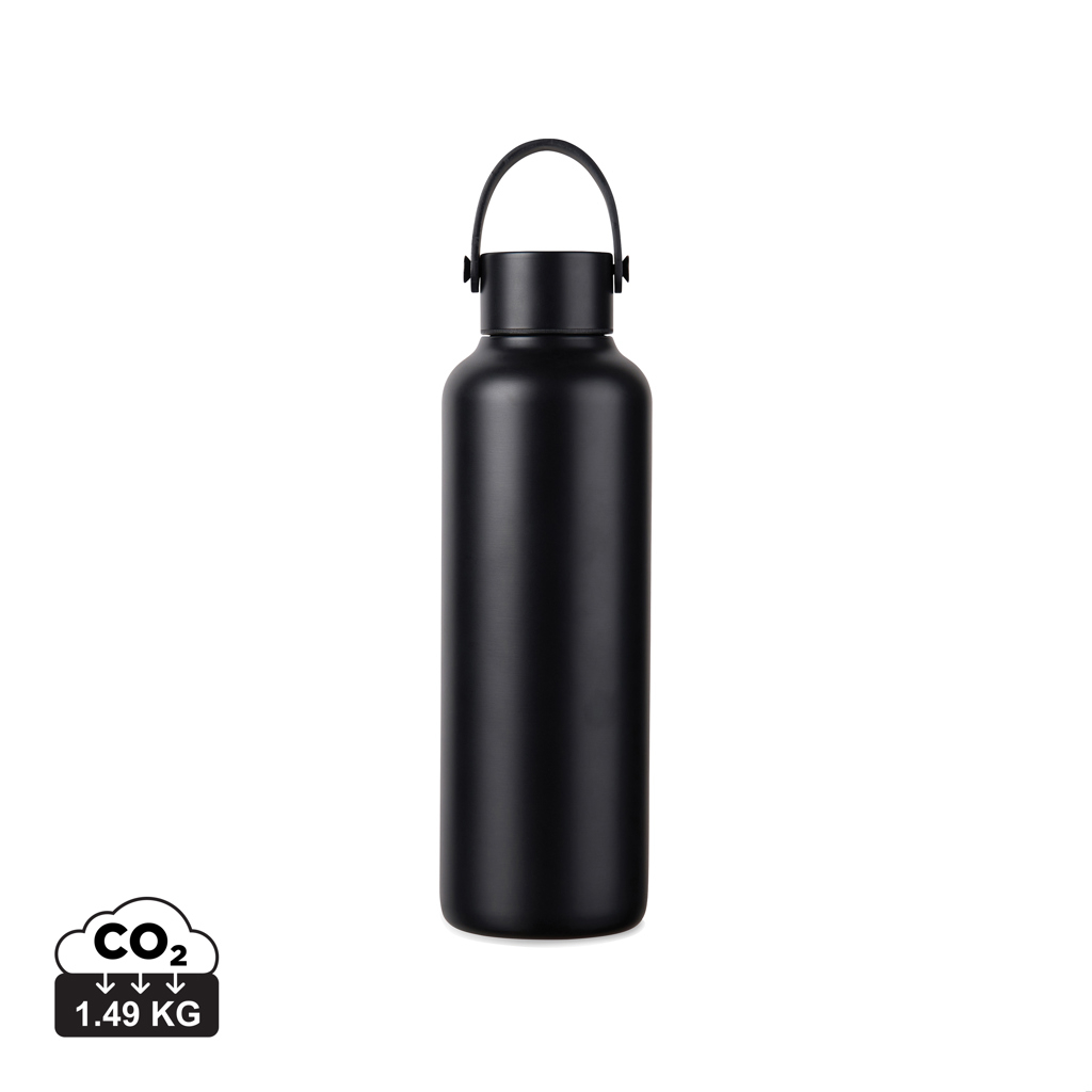 Bouteille publicitaire isotherme en acier recyclé 600ml Vinga Noir